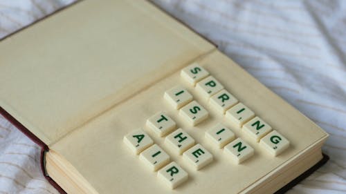 Scrabble Tiles on a Book