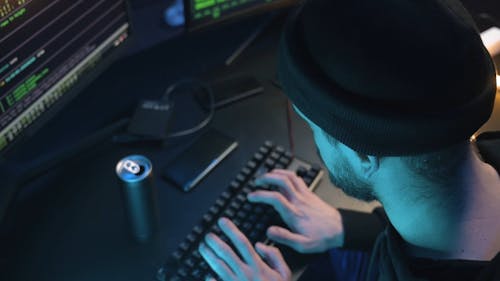 A Man Using a Computer