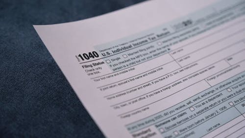 Close-Up Footage of a Tax Return Form