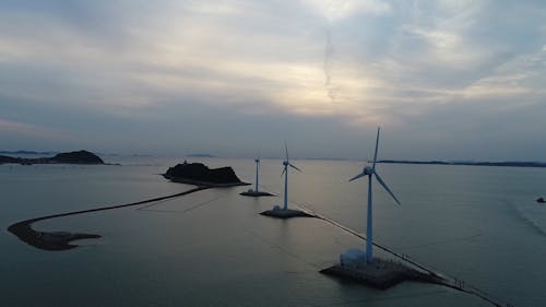 Drone Footage of Floating Wind Turbines