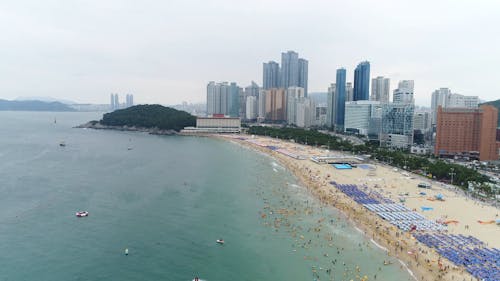 Drone Flying Above a Beach