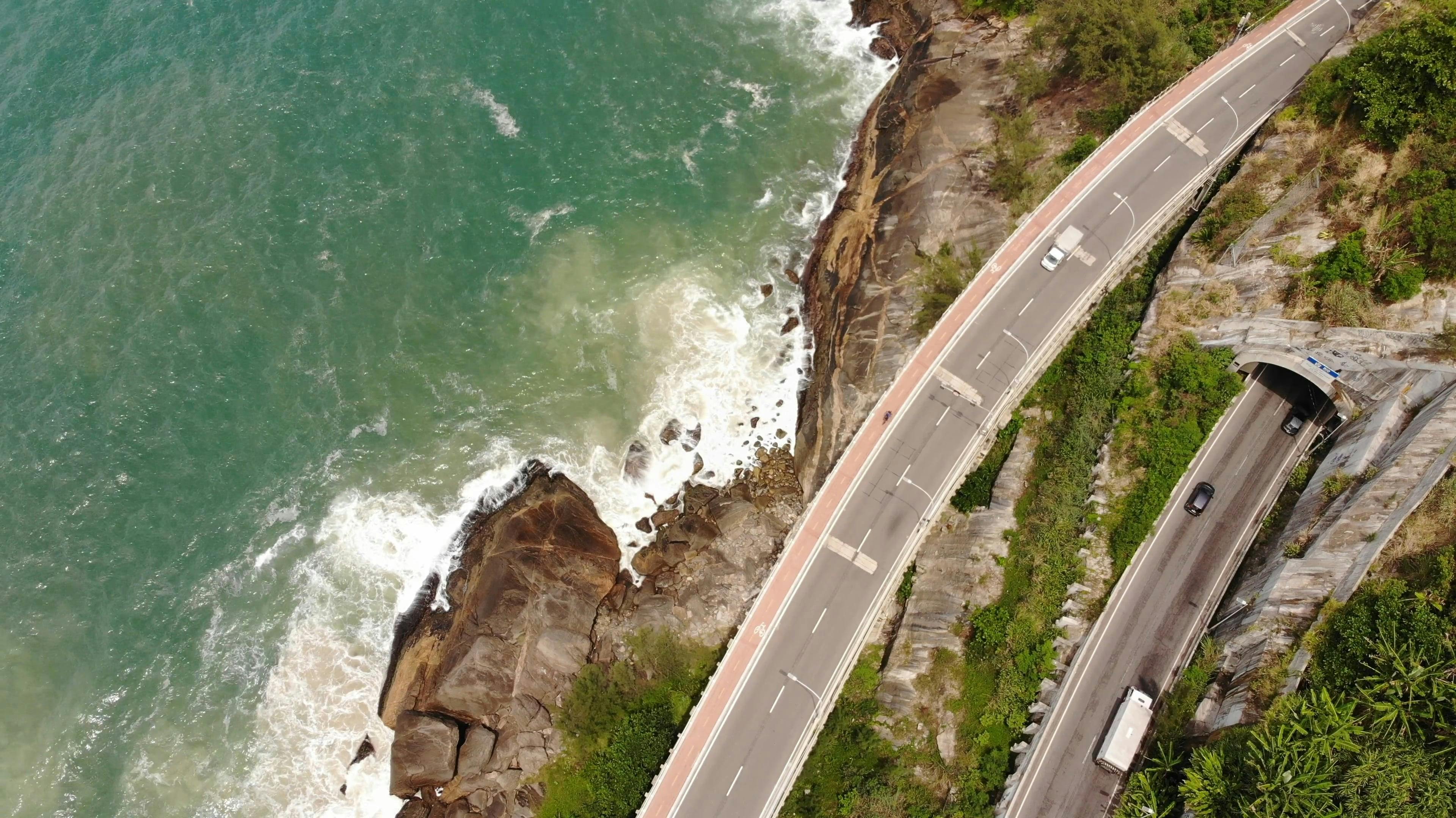 Footage Of Road Beside Coast Shore Free Stock Video Footage, Royalty-Free  4K & HD Video Clip