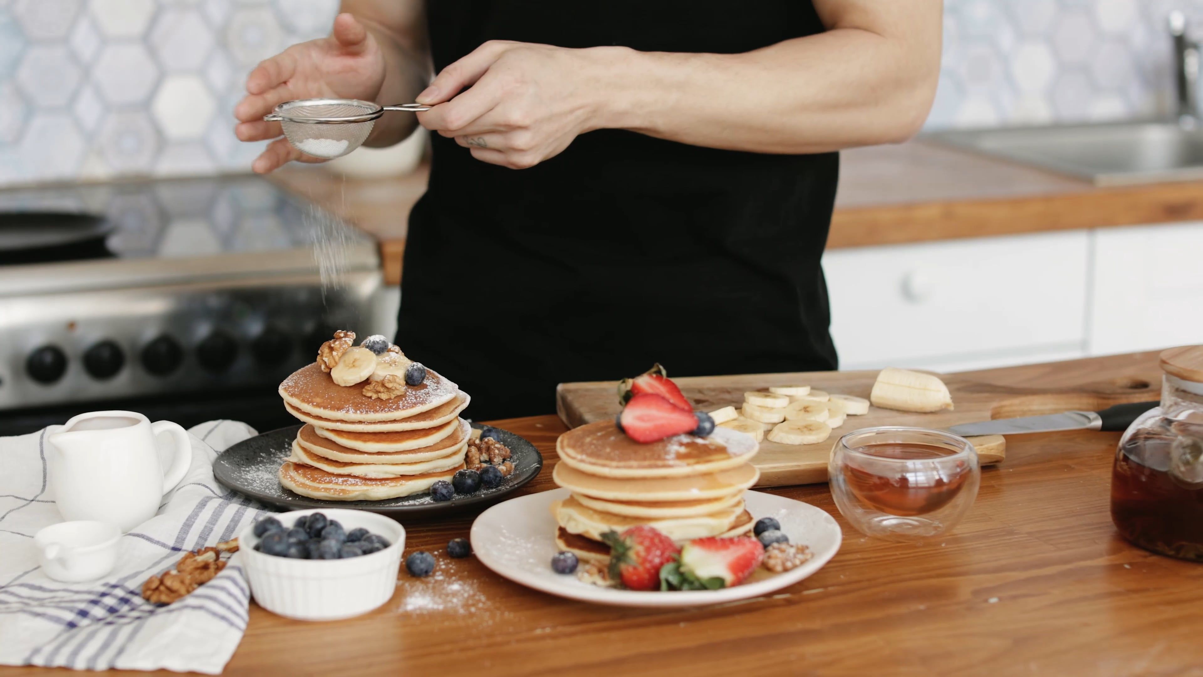 Dusting Pancakes with Powdered Sugar Free Stock Video Footage, Royalty ...