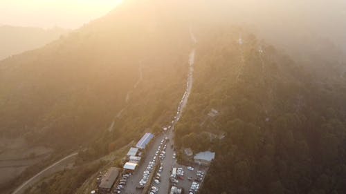 Aerial View of a Busy Road