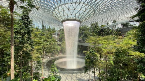 Footage Of Waterfall In The Jewel Changi Airport