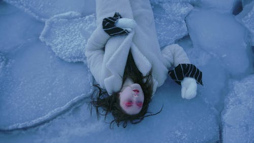 Video of Woman Lying on Ice