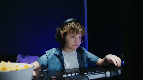 A Child Playing on a Computer