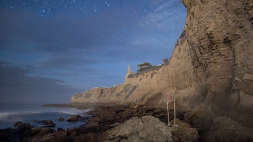 Time-Lapse of the Sky at Night on the Rocky Shore