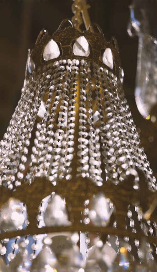 Close-Up Video of a Crystal Chandelier