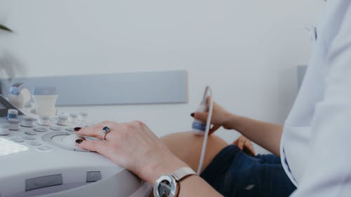 A Pregnant Woman Undergoing Ultrasound Scanning