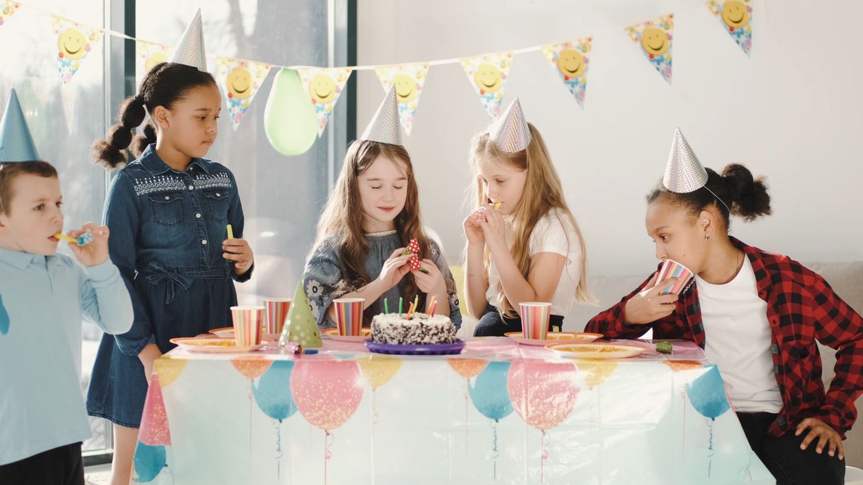 Kids Playing with Party Blower on a Birthday Party Free Stock Video ...