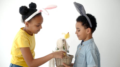 A Boy Gave Basket Gift to a Girl 