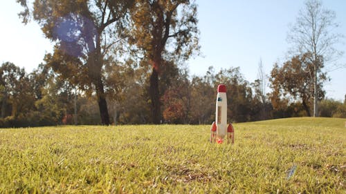 A Model Rocket Ship Takes Off