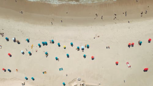 Aerial Footage of People at the Beach