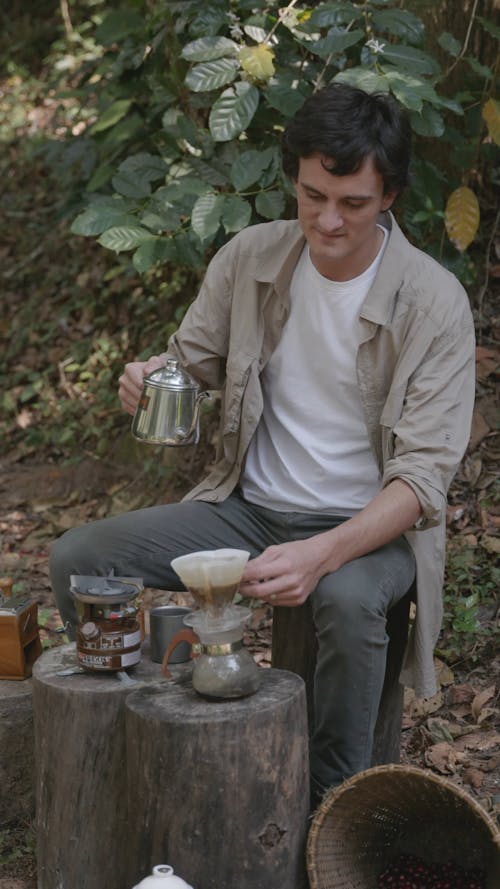 Man Brewing His Coffee