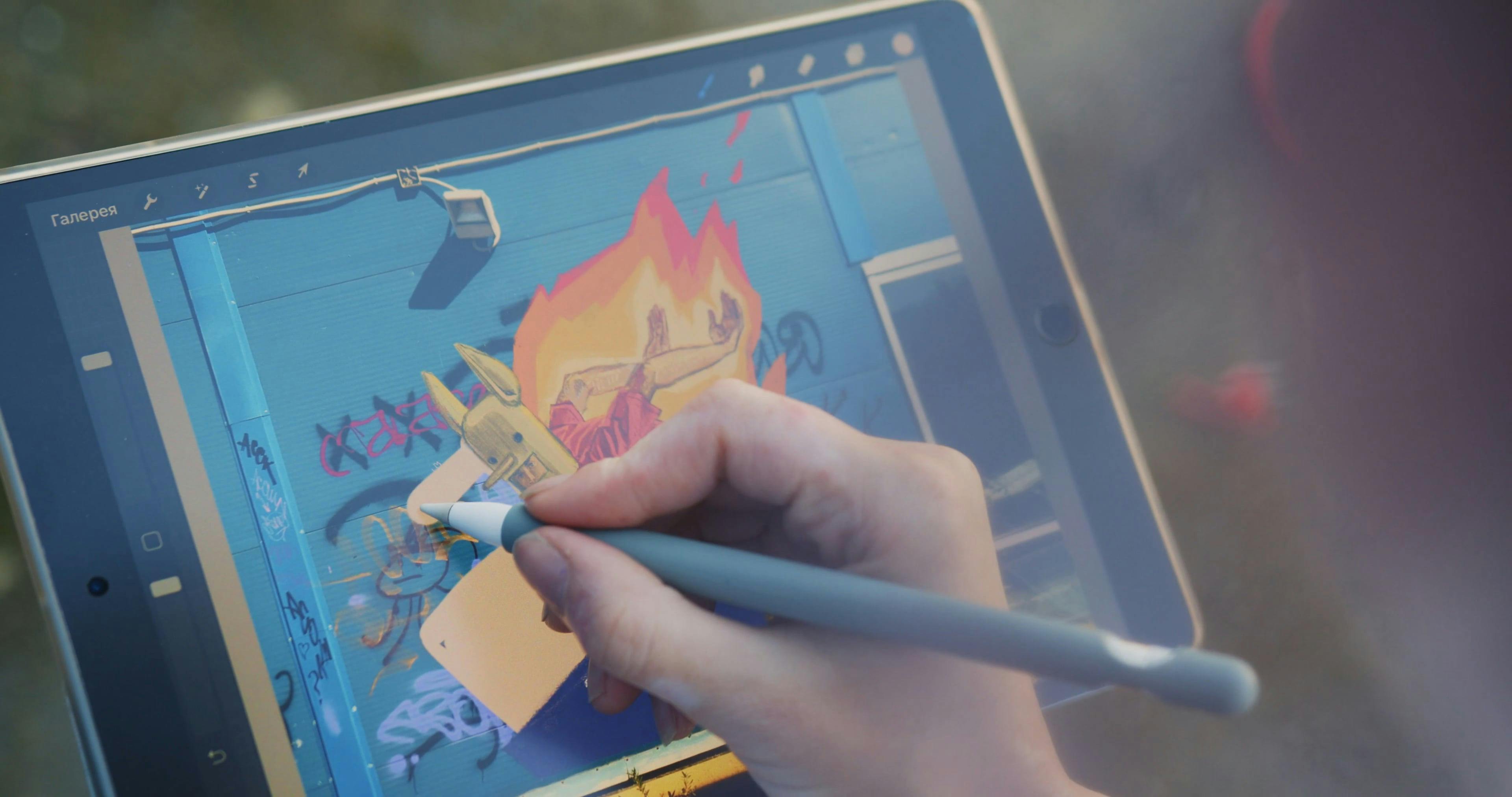 Sketching using Stylus on Digital Tablet · Free Stock Video