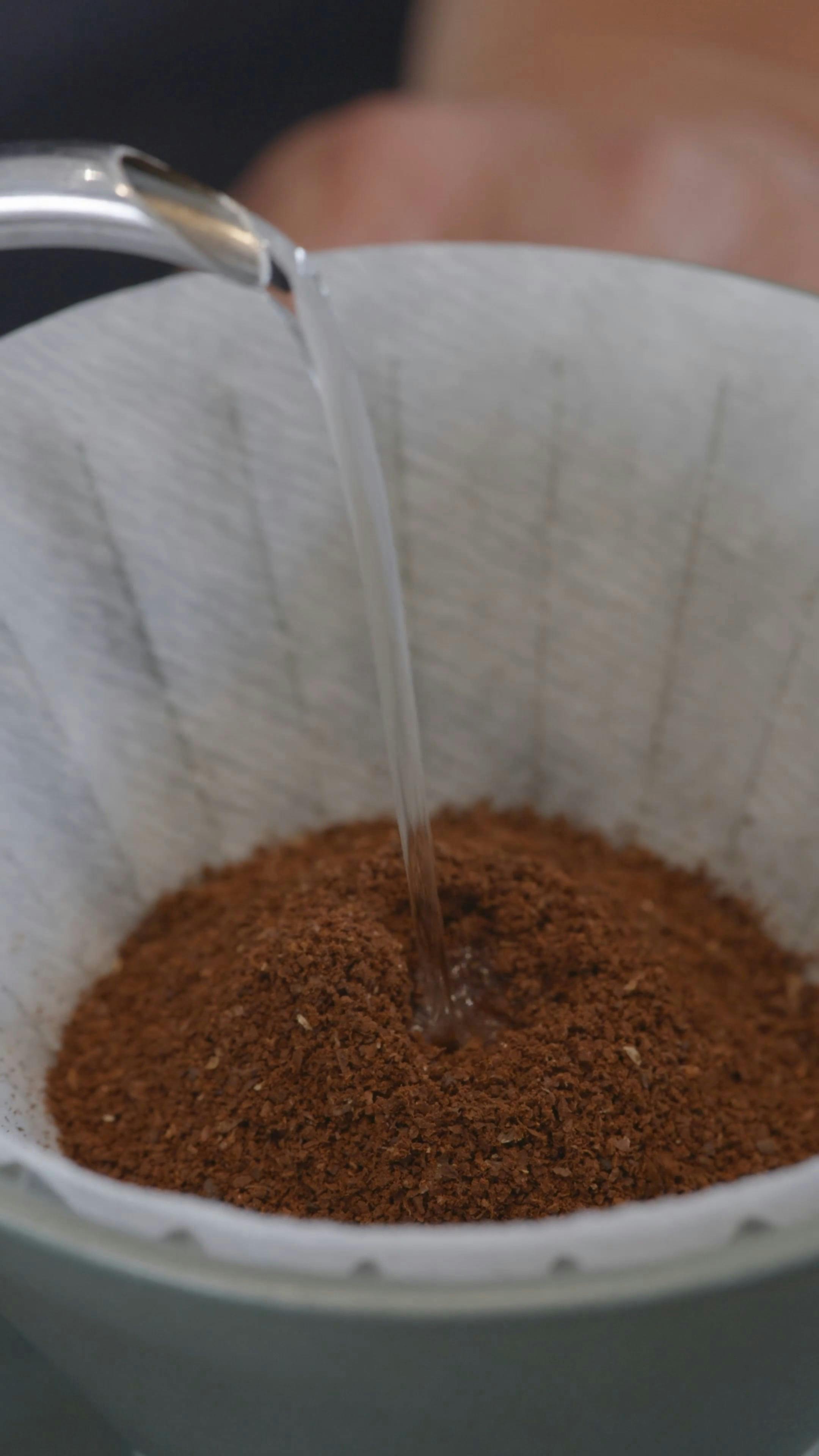 Pouring Hot Water into a Coffee Dripper · Free Stock Video