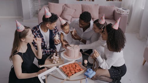 People Eating Birthday Cake