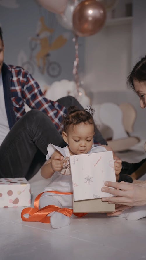 Video of a Child Opening Gifts 