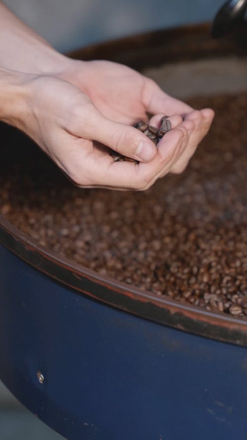 Man Smelling Coffee Beans