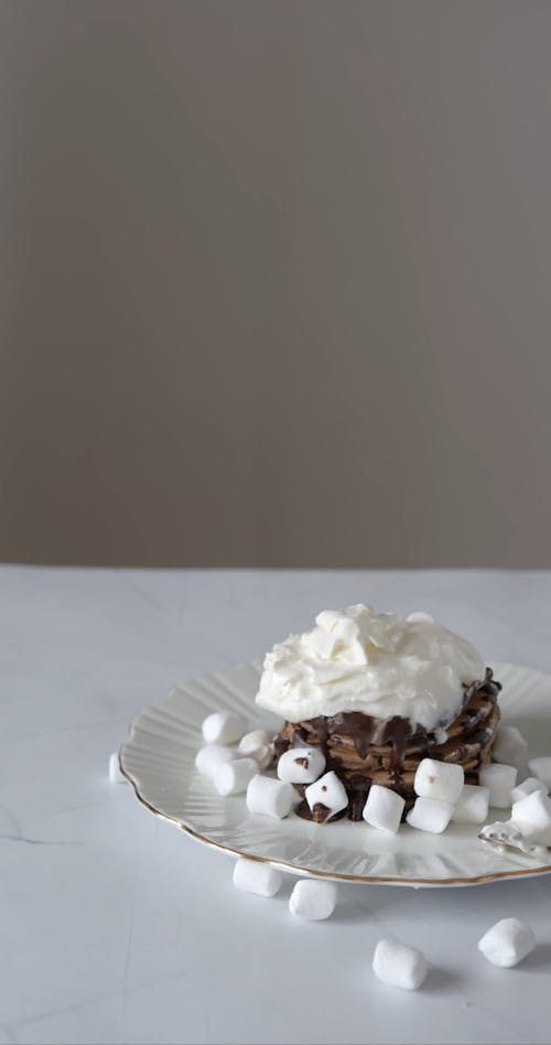 Chocolate Pancakes and Chocolate Drink with Marshmallows