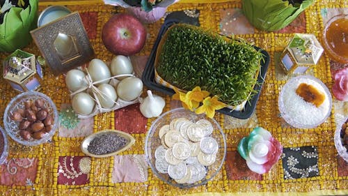 A Table Set Up Of Persian Traditional Food For Iranian New Year