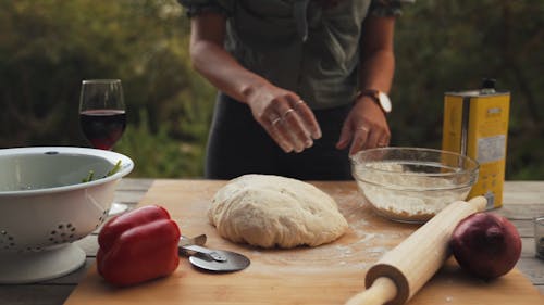 Person Making Dough