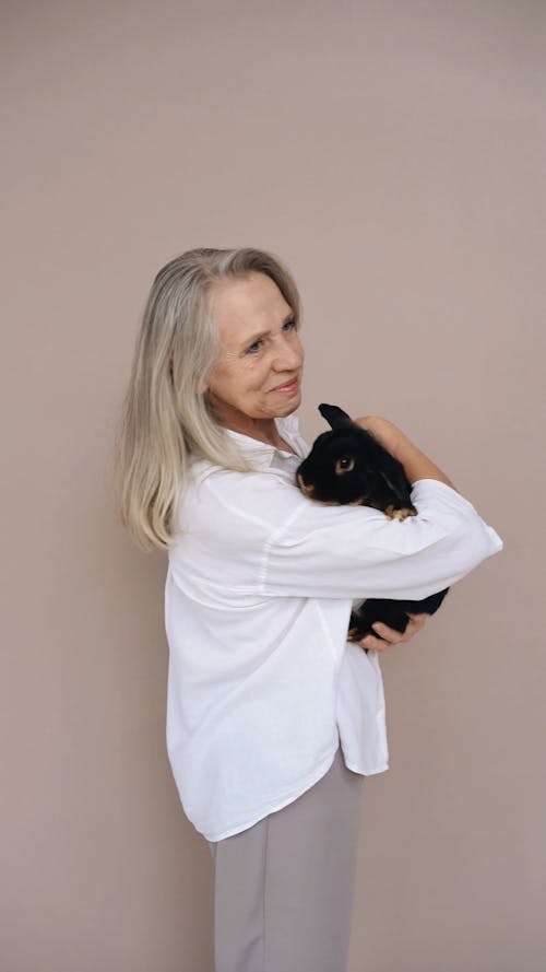 Video of a Woman Holding his Bunny