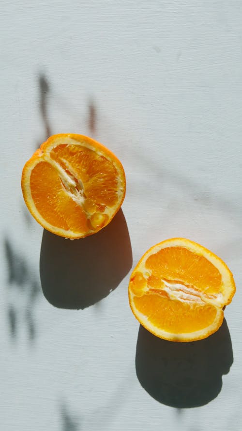 Sliced Orange on a Flat Surface
