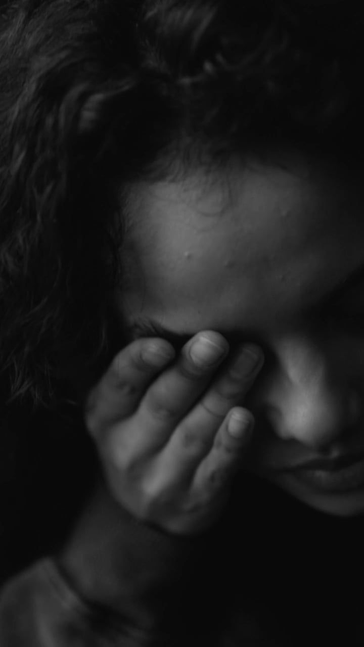 Sad Woman Shot in Black and