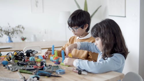 Children Playing with Blocks