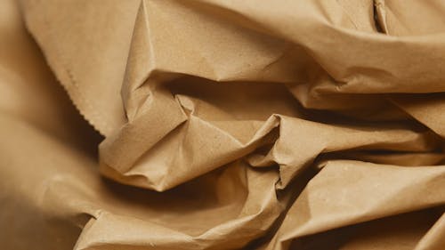 Close-up of a Crumpled Brown Paper Bag