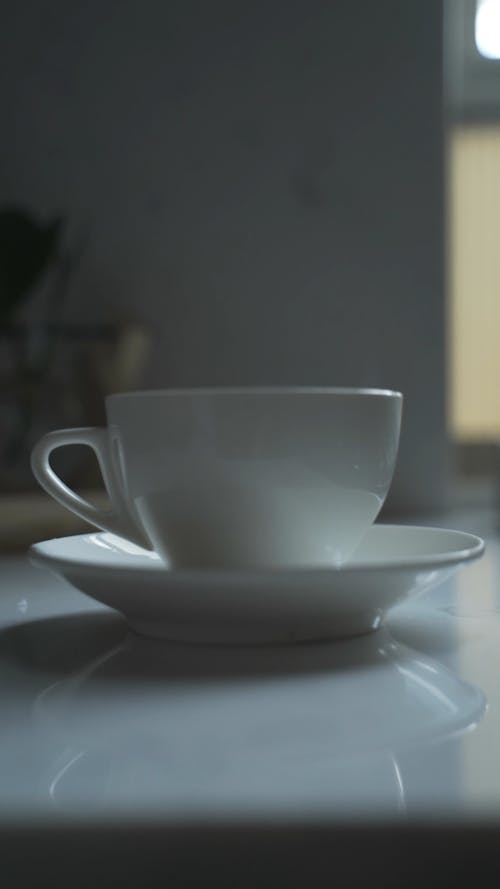 Close-Up View of a Teacup and Saucer