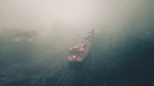 Cargo Train in the Fog