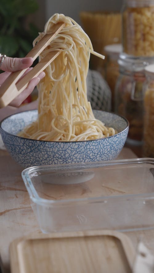 Transferring Spaghetti Noodles to a Baking Dish