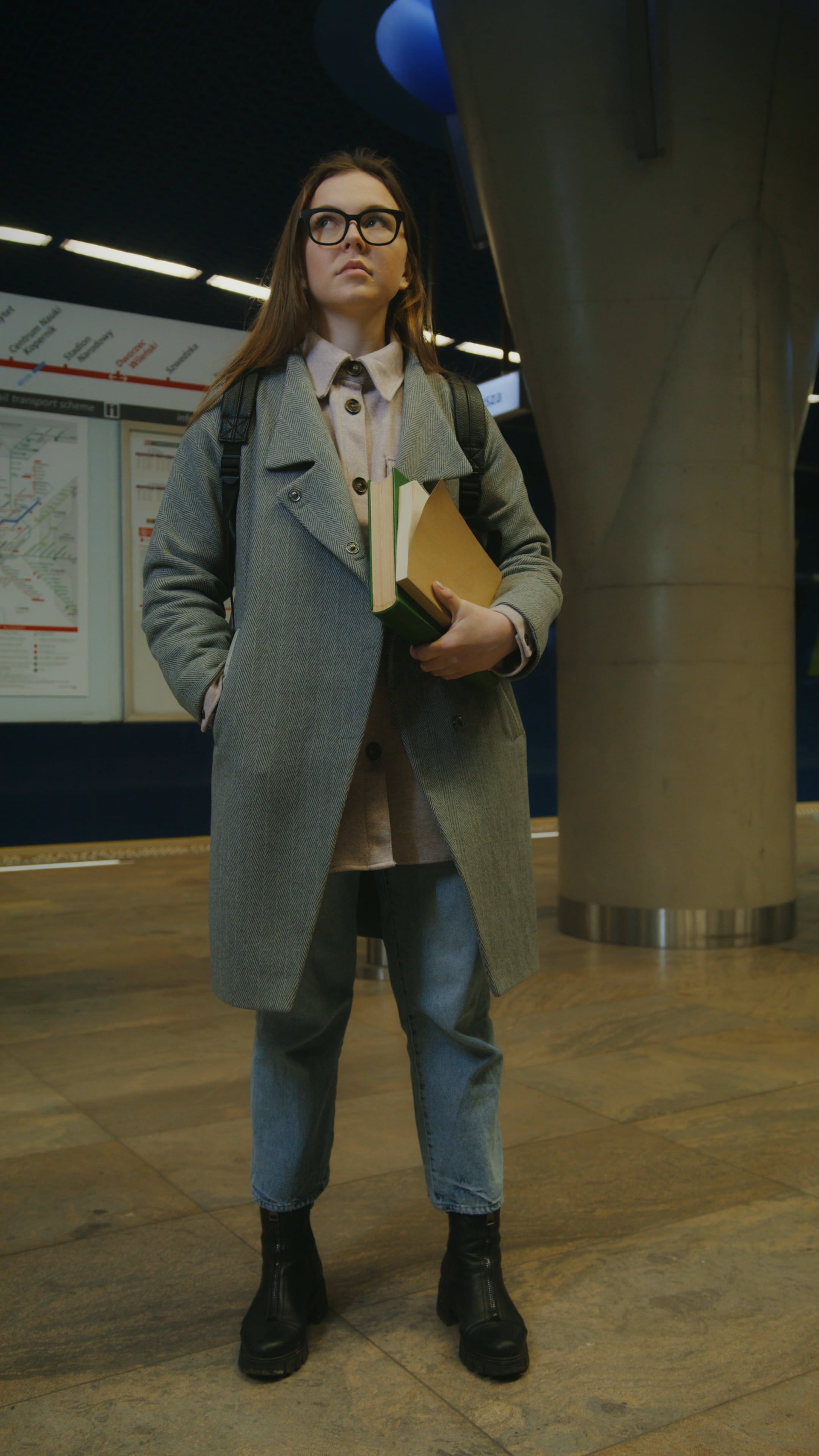 Man Wearing Wireless Headphones Waiting At Bus Stop Free Stock Video