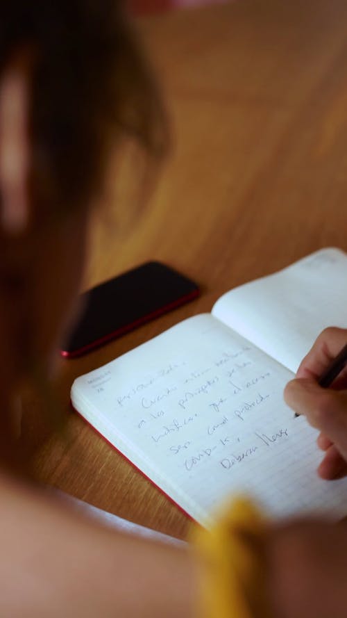 A Woman Writing On Her Journal