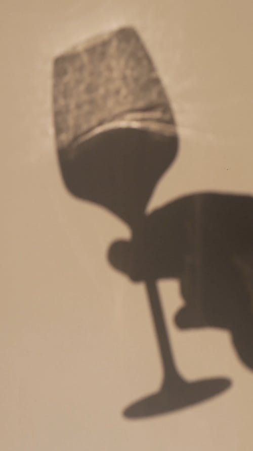 Shadow of a Hands Holding a Wine Glass
