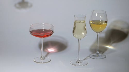 Video of Different Alcoholic Beverages in Different Kinds of Wine Glasses
