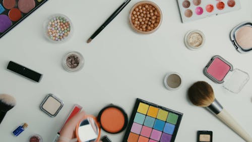 High Angle Shot of Different Cosmetic Products