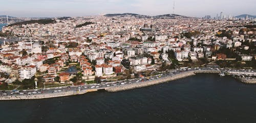 Aerial Footage of a City by the Sea 