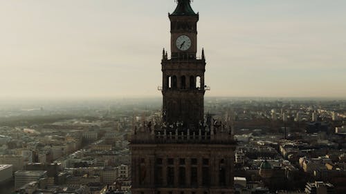The Clock Tower Of The Palace Of Culture And Science Building
