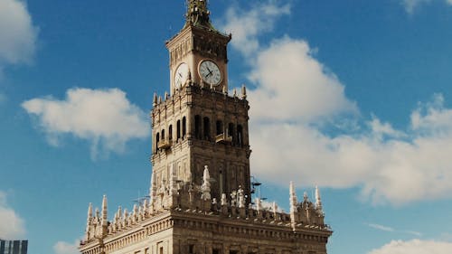 The Clock Tower Of The Palace Of Culture And Science Building