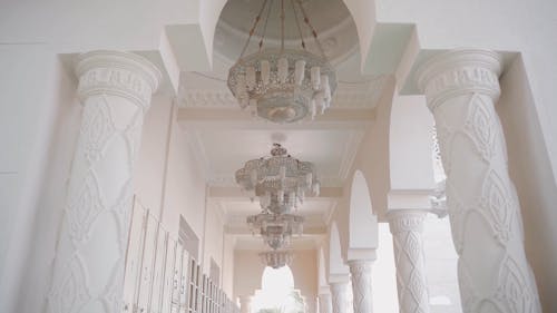 Shot of a Chandelier of an Old Architectural Building