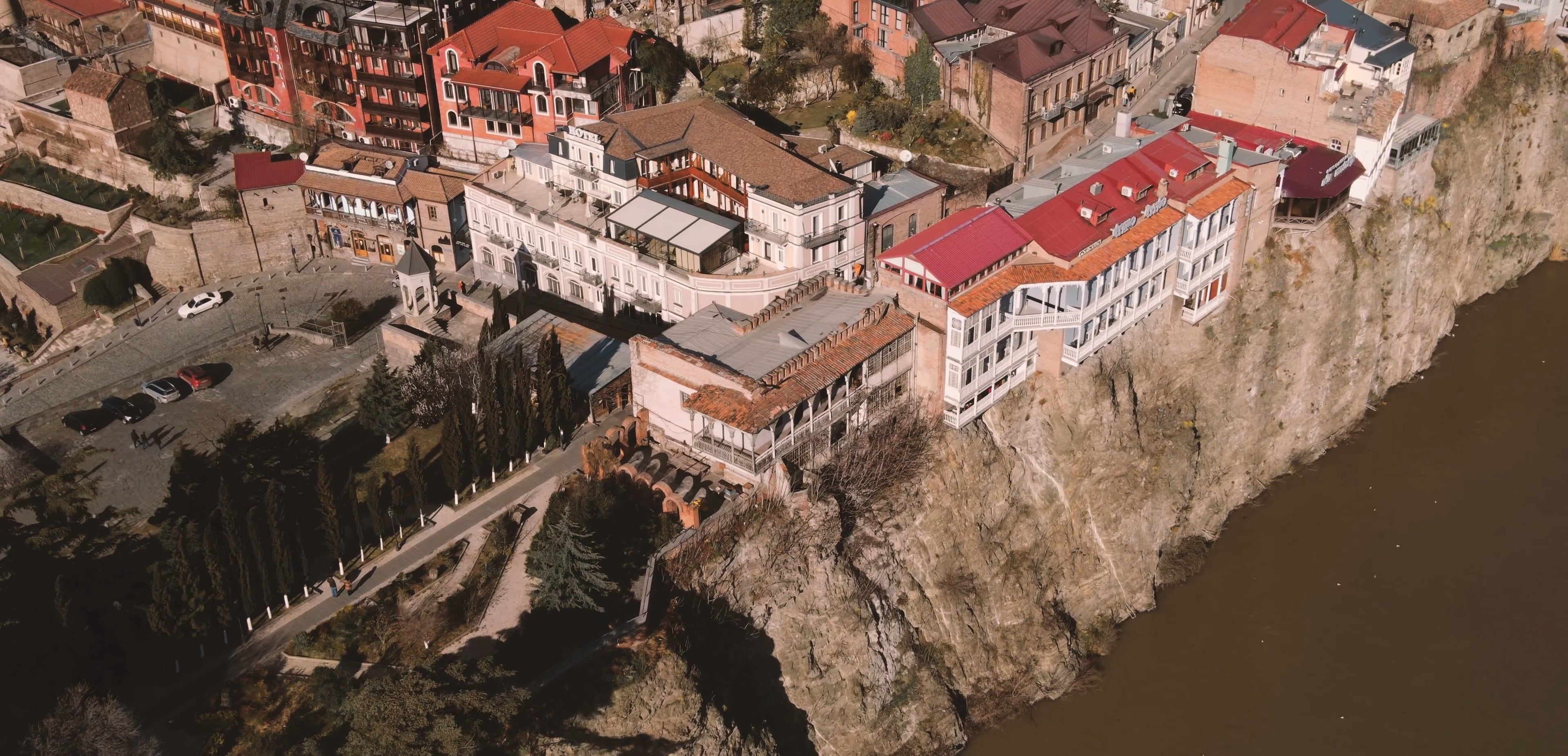 Buildings by the Coastal Cliff · Free Stock Video