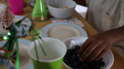 A Person Putting Dried Blueberries on the Plate