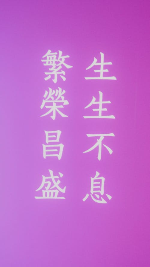 Chinese Characters with a Pink Background
