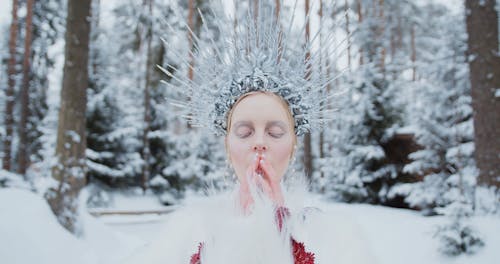 Woman wearing Costume while Looking at Camera