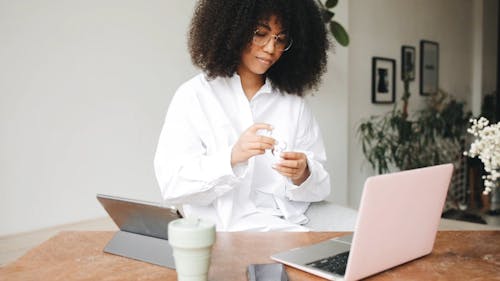 A Woman Working at Home