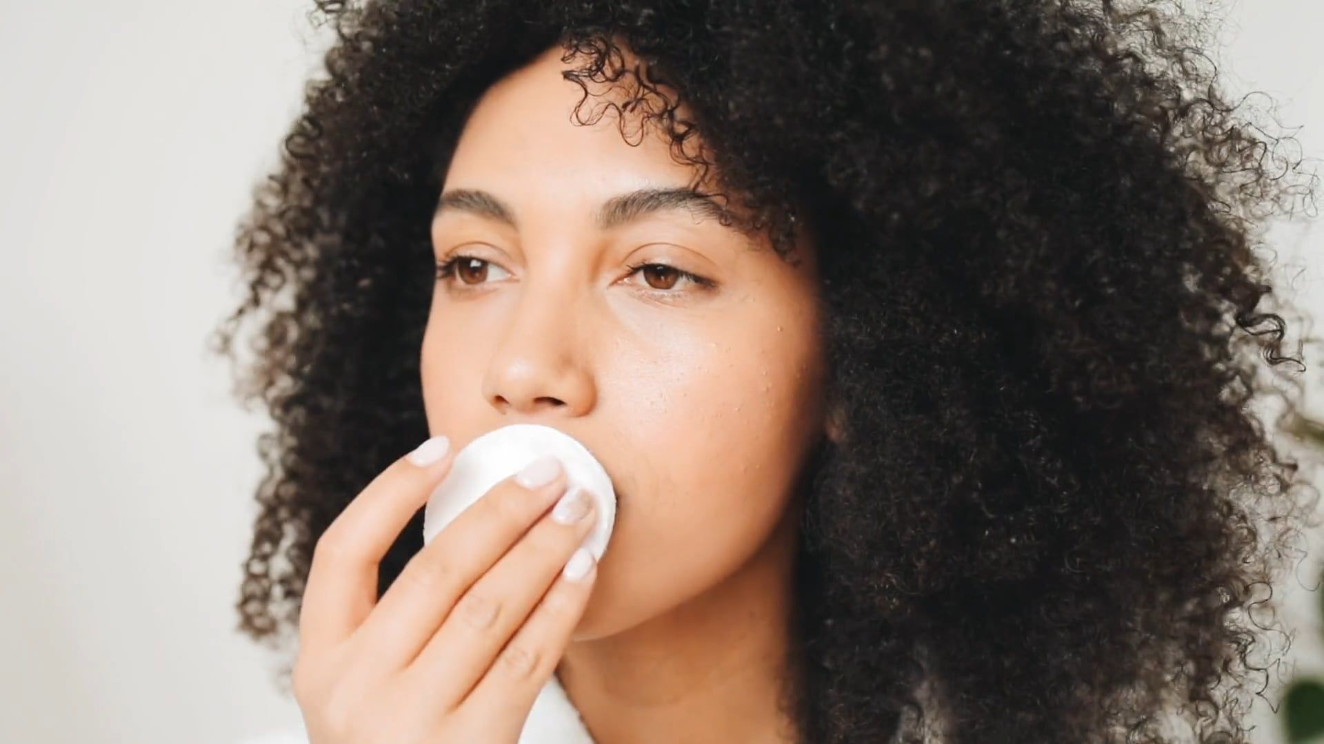 Woman Wiping Her Lips with Cotton · Free Stock Video